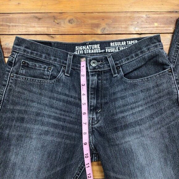 LEVIS Signature men’s jeans regular taper faded soft black denim size 30 tapered - Picture 10 of 12